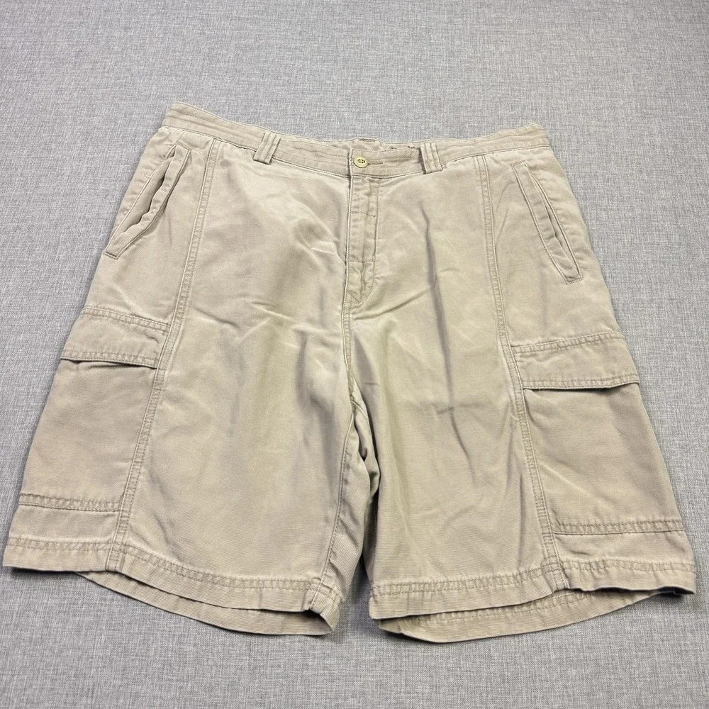 Tommy Bahama Cargo Shorts Mens 36 Beige Lyocell Cotton Canvas‎ Pockets 9
